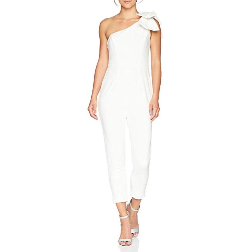 Adrianna Papell | ivory one-shouldered jumpsuit